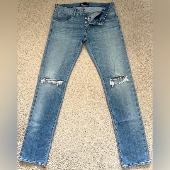 3x1 NYC Blue Selvedge Distressed Button-Fly Denim Jeans -Made in USA- Men’s 32 - Picture 1 of 7
